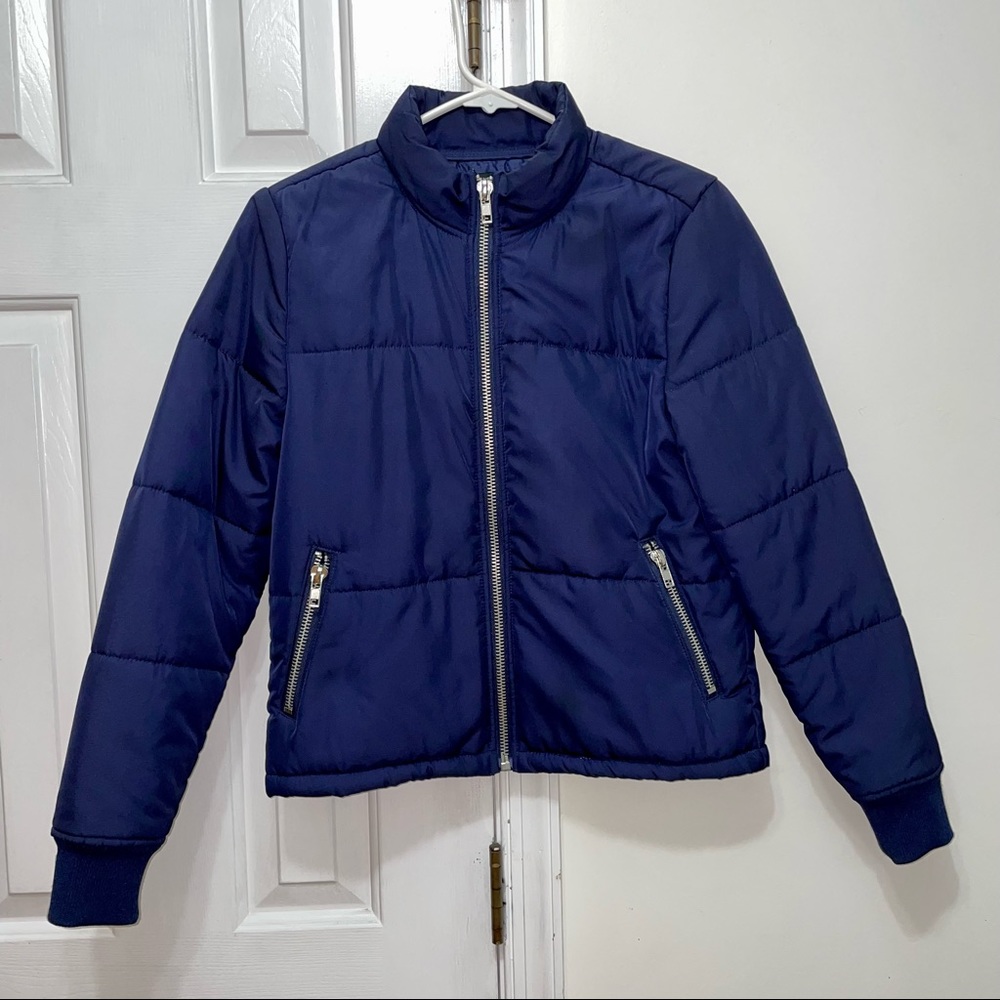 Kendall and Kylie zip up puffer jacket coat navy blue XS - Picture 2 of 13